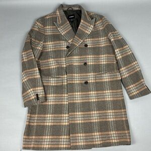 Men's Plaid Double-Breasted Coat